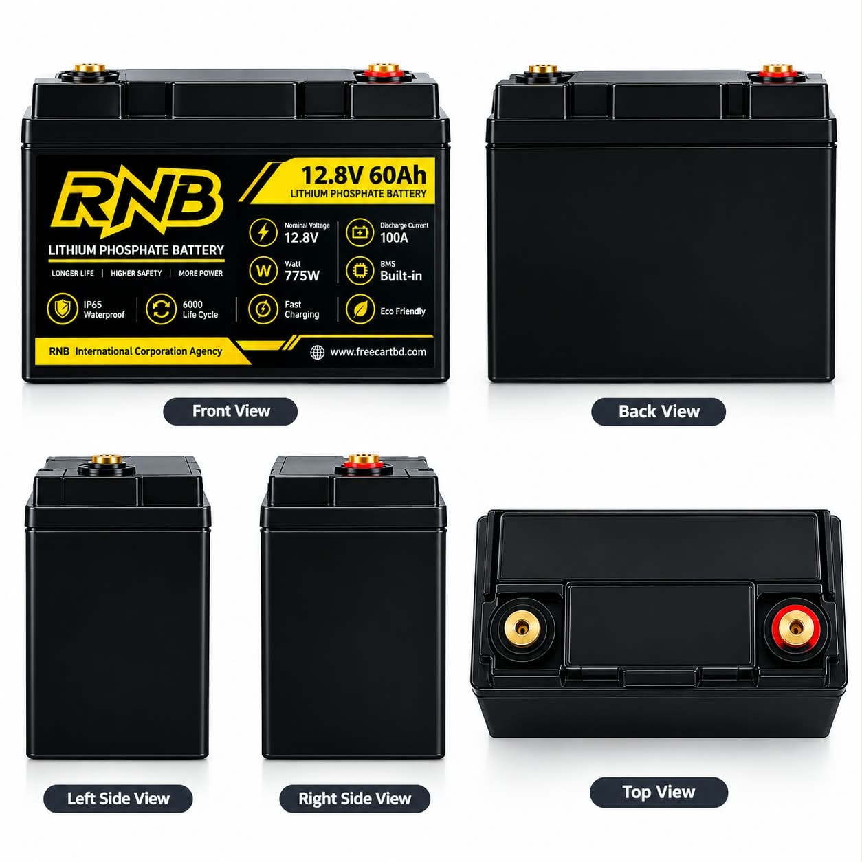RNB 12.8V 60Ah LiFePO₄ Battery 6000+ life cycle