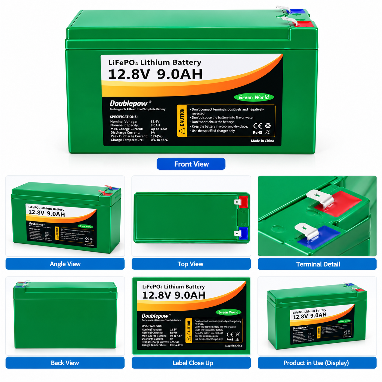 Doublepow LiFePO4 Lithium Battery for Computer ups solar DC light fan etc