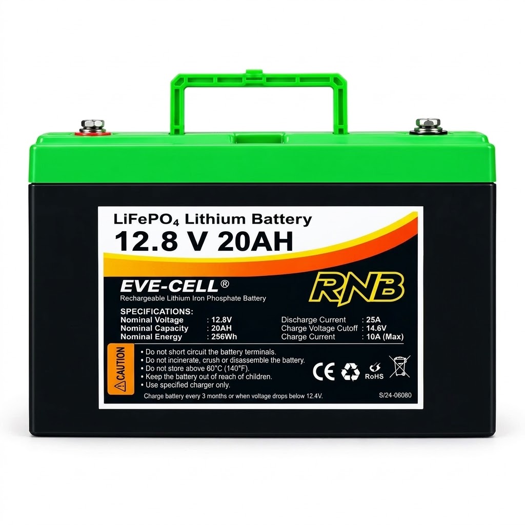 RNB 12.8V 20Ah LiFePO₄ Lithium Battery 6000 + life Cycle 5 years warranty